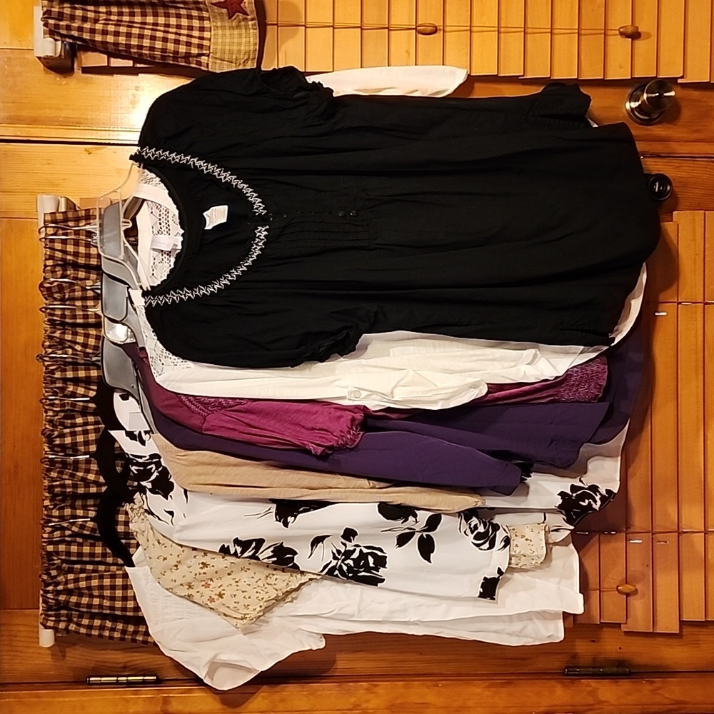 Bundle of 8 really  cute assortment of different size 2X blouses.